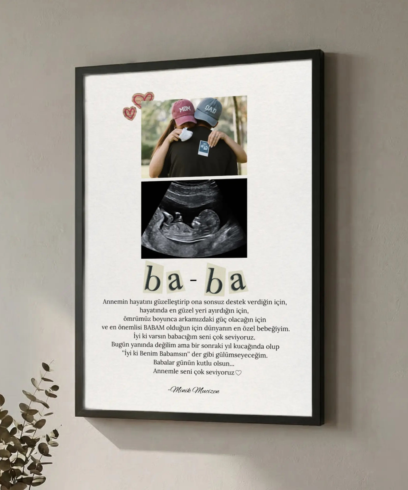 2 fotoğraf ile hazırlanan babalar günü hediye tablo çerçeve