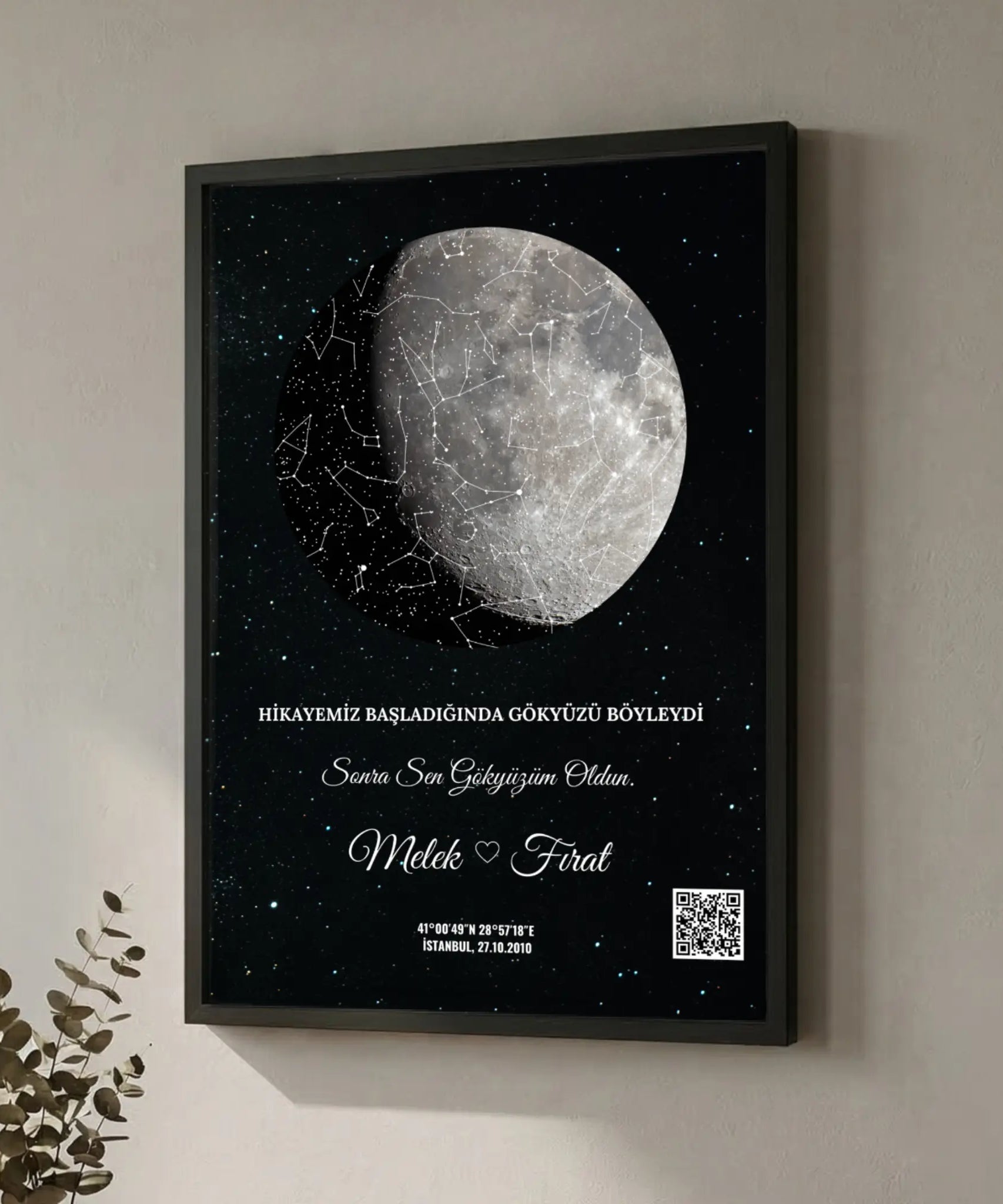 Ay temalı yıldız haritası, ay hartiası, luna burç haritası
