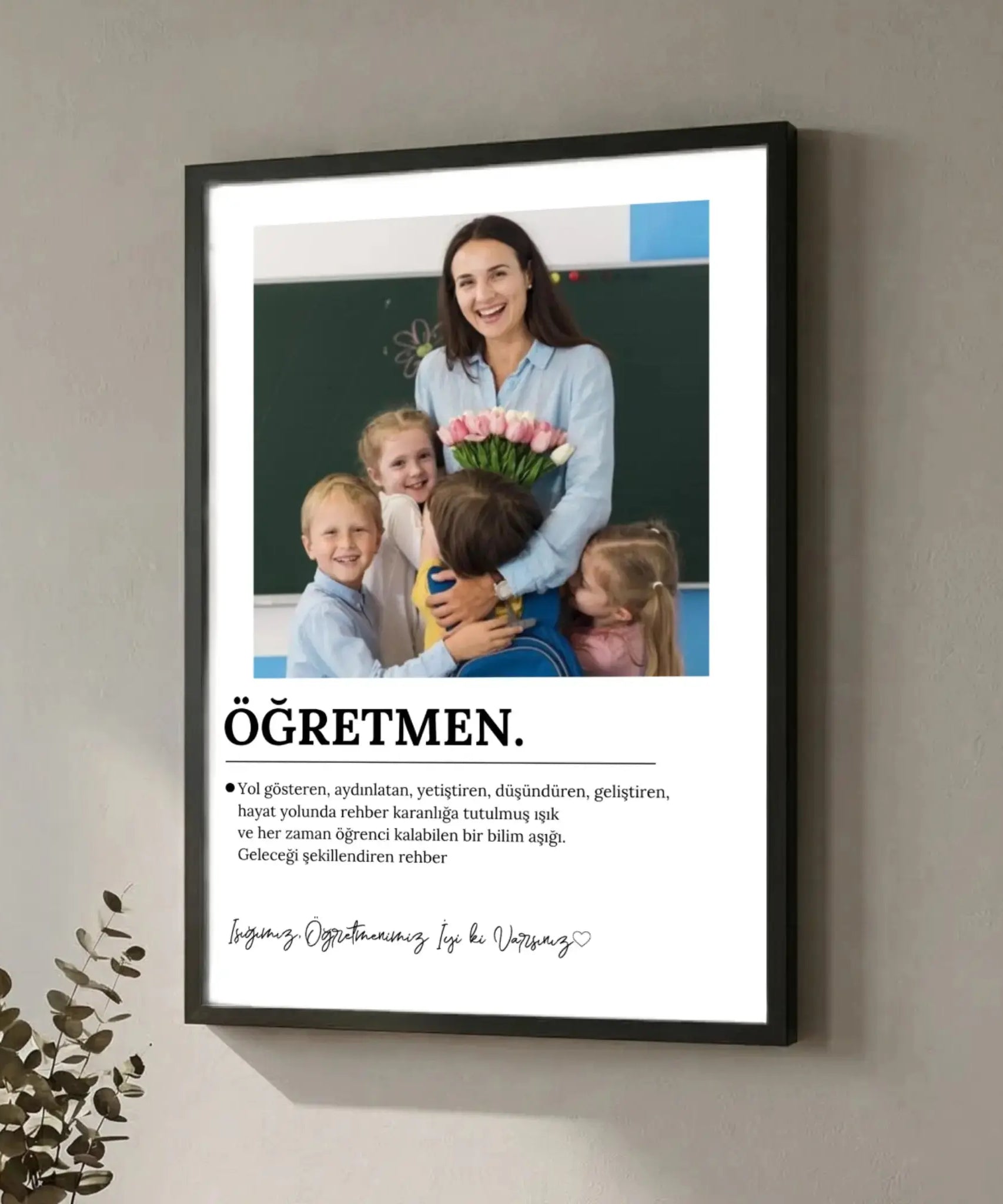 Öğretmene Tek Fotoğraflı Kolaj Tasarım Hediye Tablo Happy Endings Gift Shop