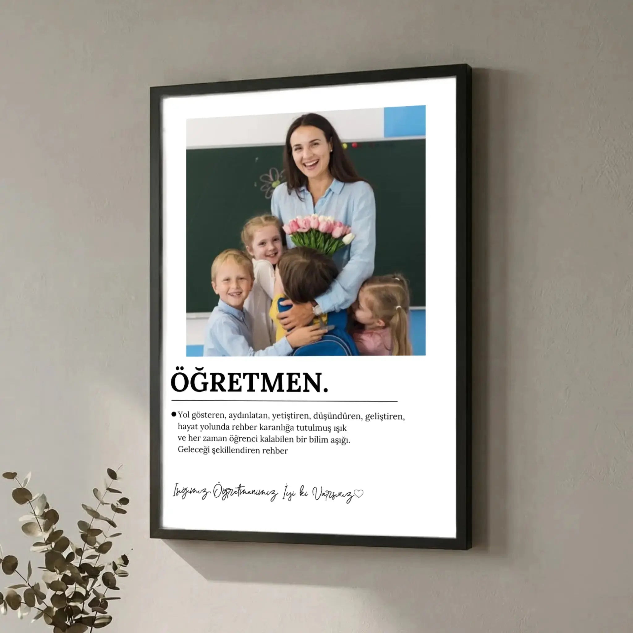 Öğretmene Tek Fotoğraflı Kolaj Tasarım Hediye Tablo Happy Endings Gift Shop
