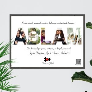 Sevgi ve aile temalı kişiselleştirilmiş puzzle, kardeşlik, arkadaşlık ve sevgi ile dolu anıları yansıtan özel hediye. Anlamlı doğum günü veya özel günler için mükemmel bir seçenek.