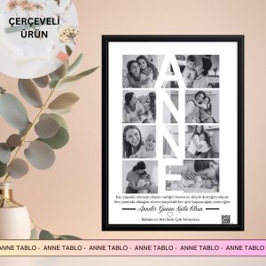 Çerçeveli fotoğraf çerçevesi, aile ve anne temalı hediye, sentimental ve kişisel fotoğraf sergisi, anıların ölümsüzleştirilmesi, anneler günü ve özel günler için ideal, dekoratif hediye seçeneği.